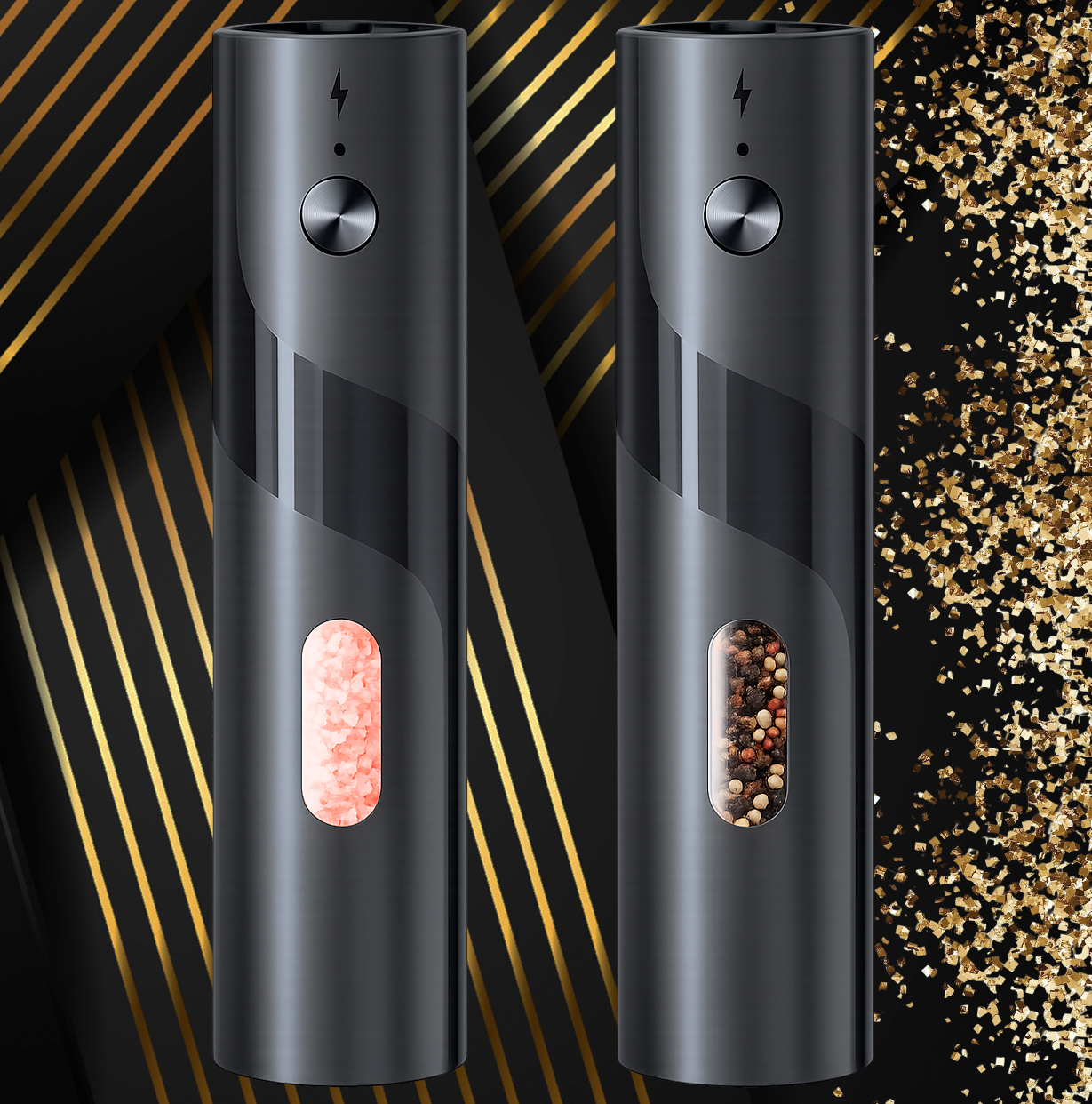 2 x LED Electric Spice Grinders Smart One-Touch Grinders