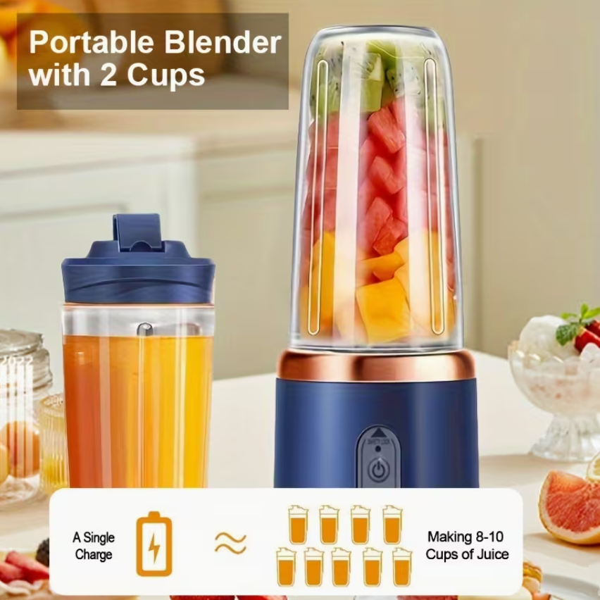 Blue Portable Blender – Juice Maker with To-Go Cup