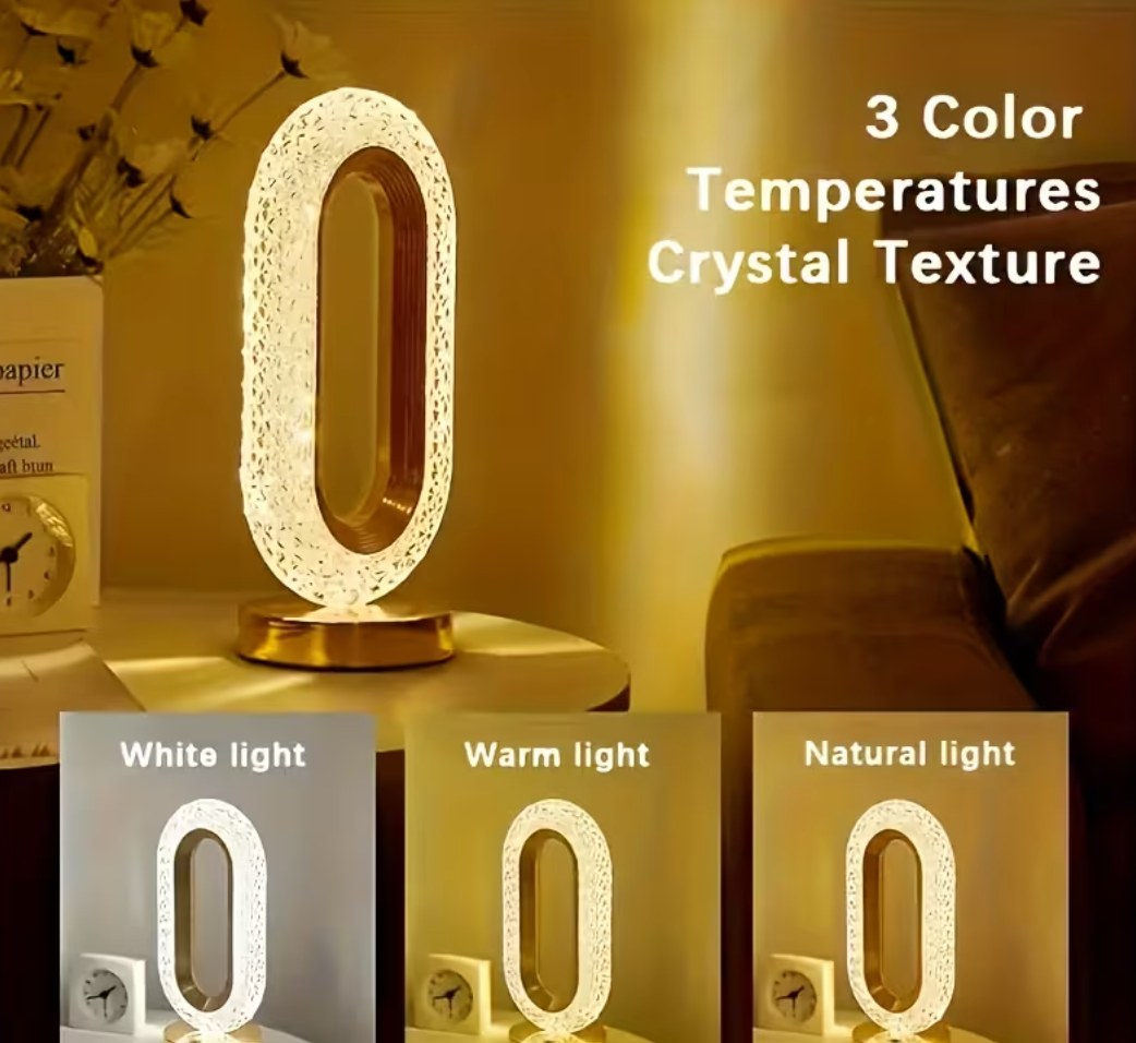 CrystalAura LED Lamp for Ambiance with Simple Touch Control and Three-color Dimming