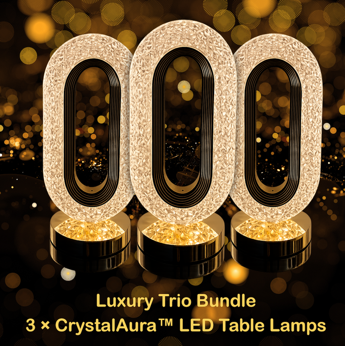 CrystalAura LED Lamp for Ambiance with Simple Touch Control and Three-color Dimming