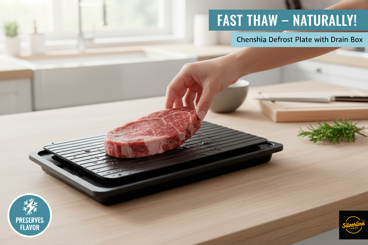 Quick Defrosting Tray for Frozen Meat, Fish, and Vegetables