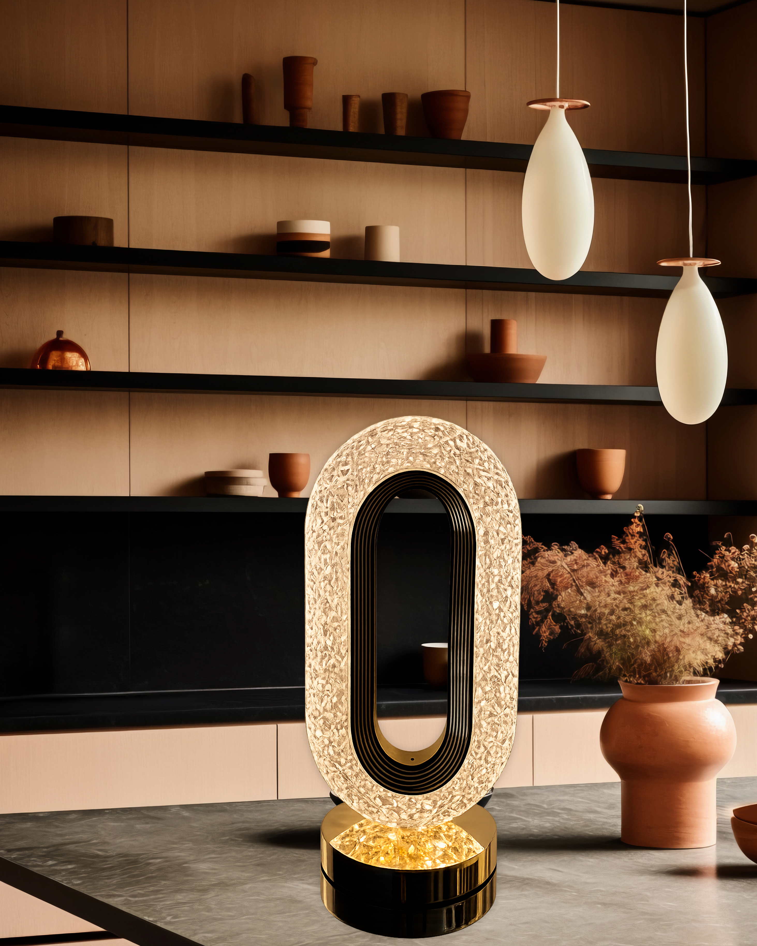 CrystalAura LED Lamp for Ambiance with Simple Touch Control and Three-color Dimming