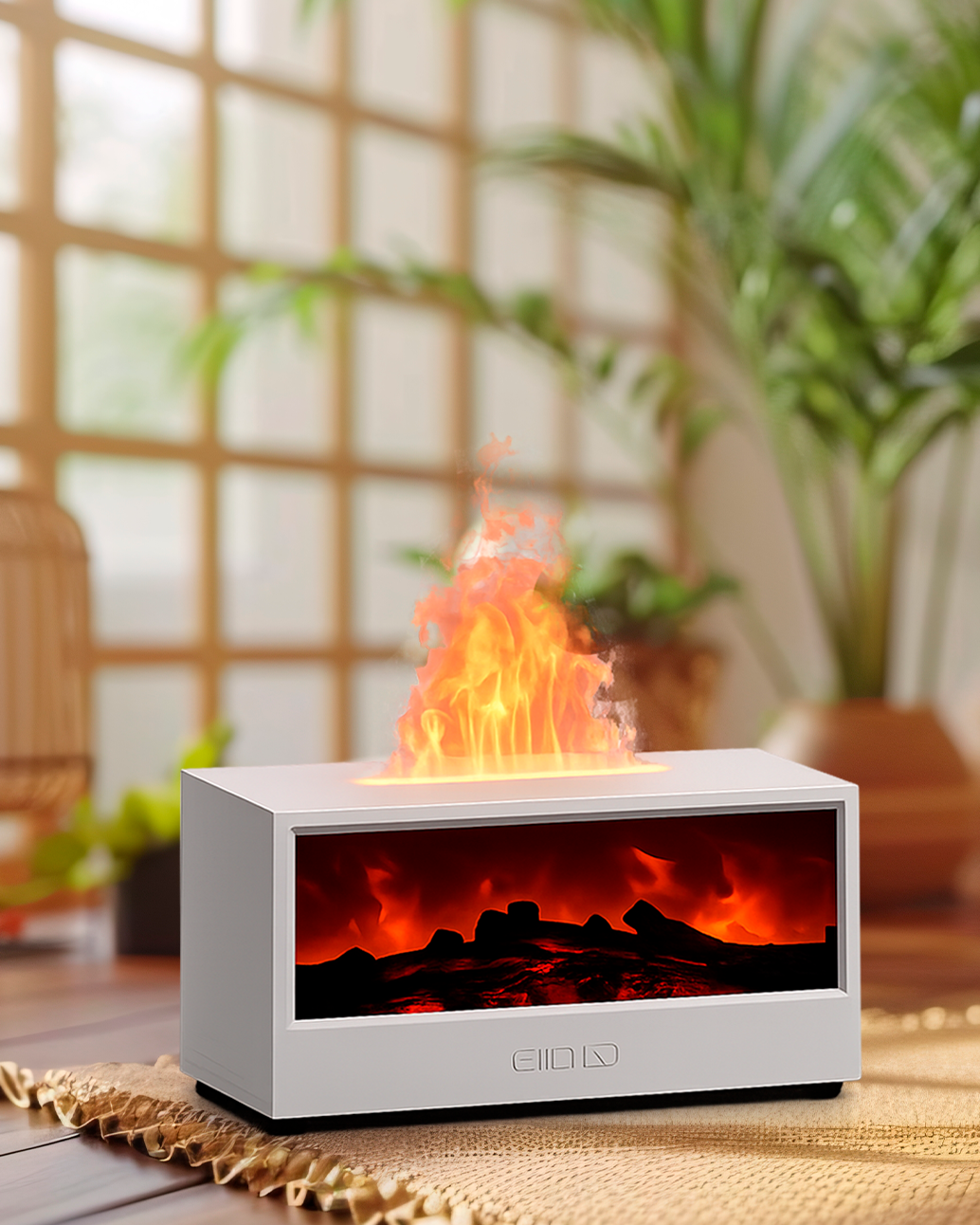 Realistic Fireplace-Style Humidifier & Essential Oil Diffuser