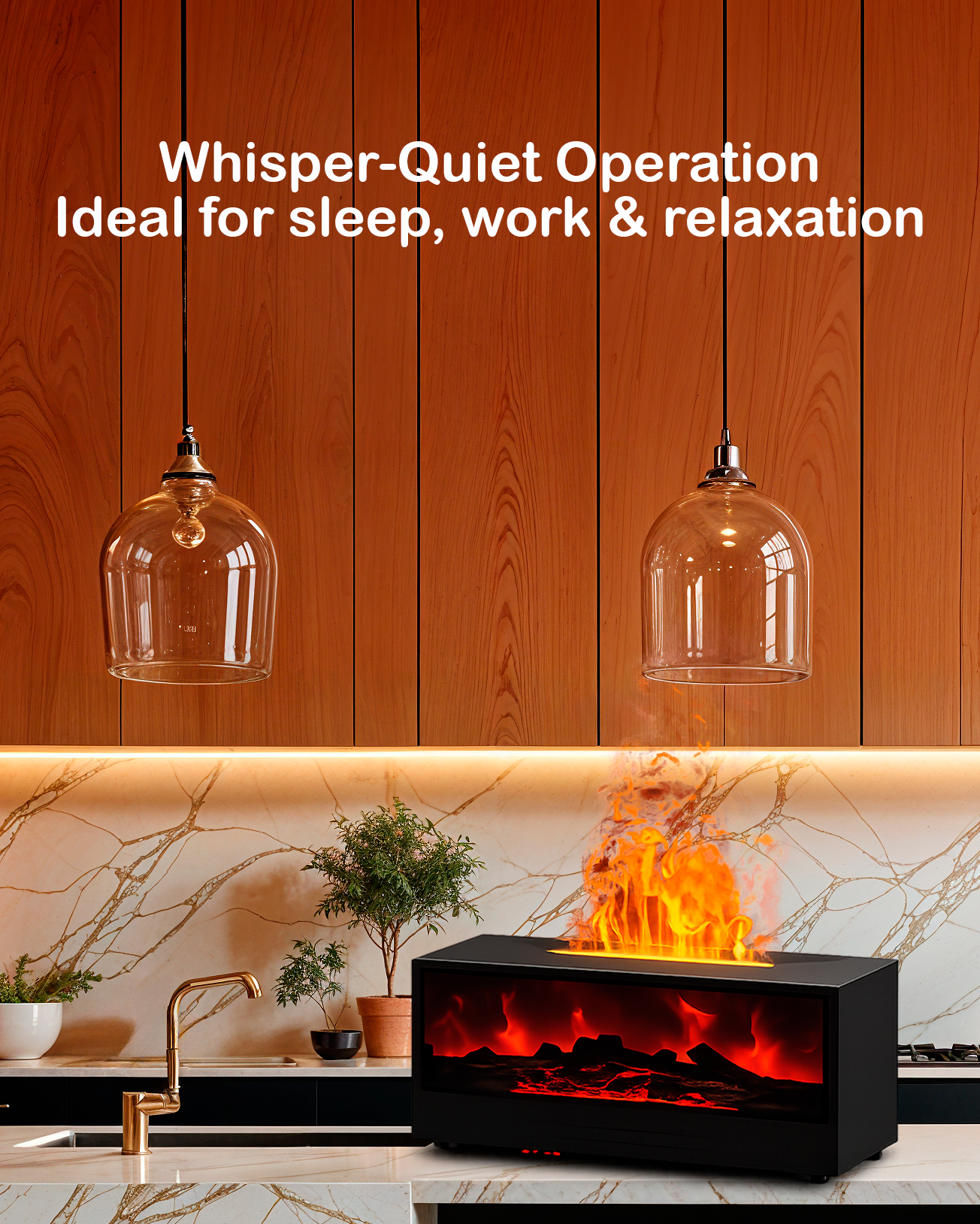 Realistic Fireplace-Style Humidifier & Essential Oil Diffuser